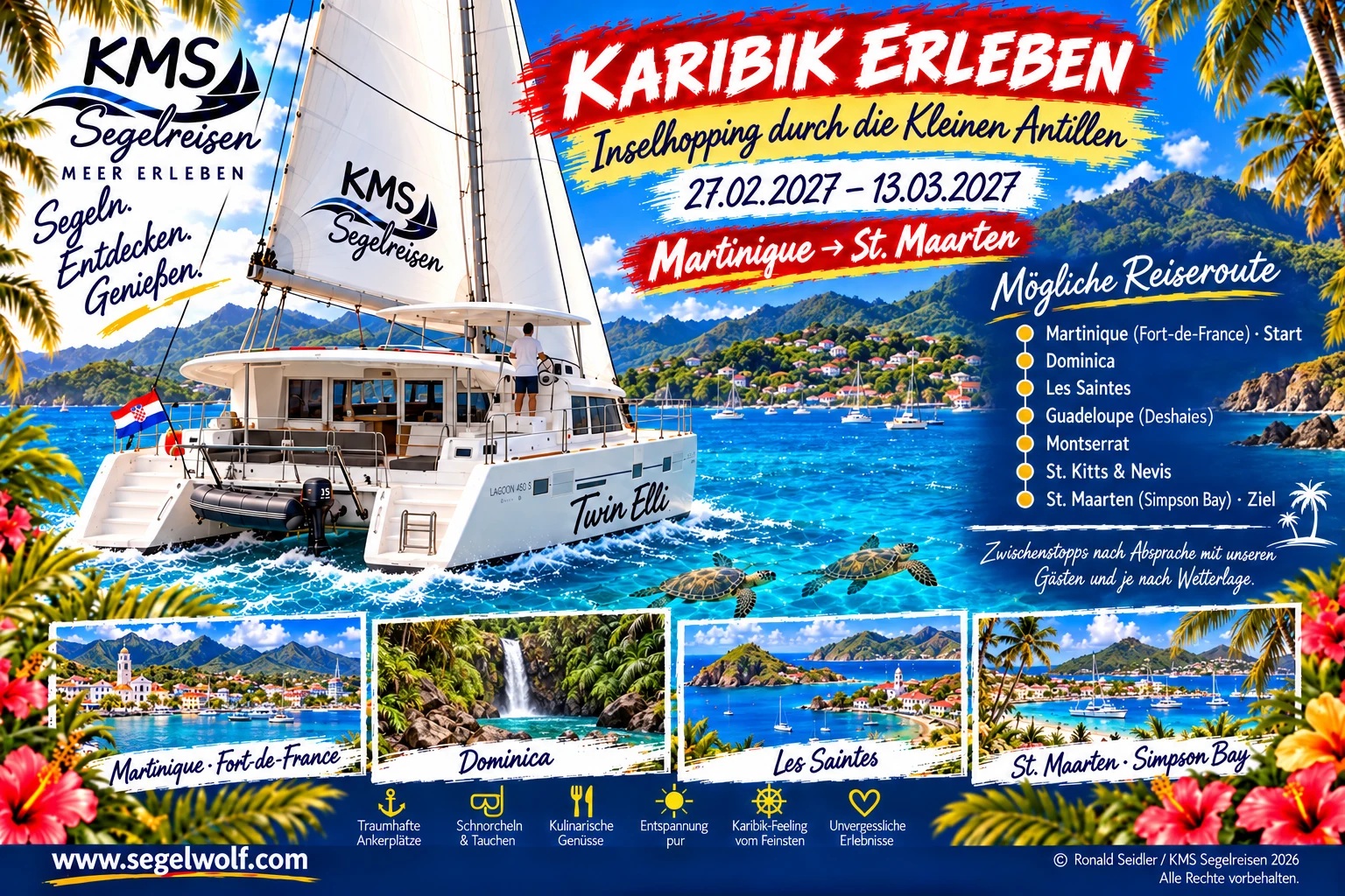 KMS-Törnmotiv: Martinique nach St. Maarten, 27. Februar–13. März 2027